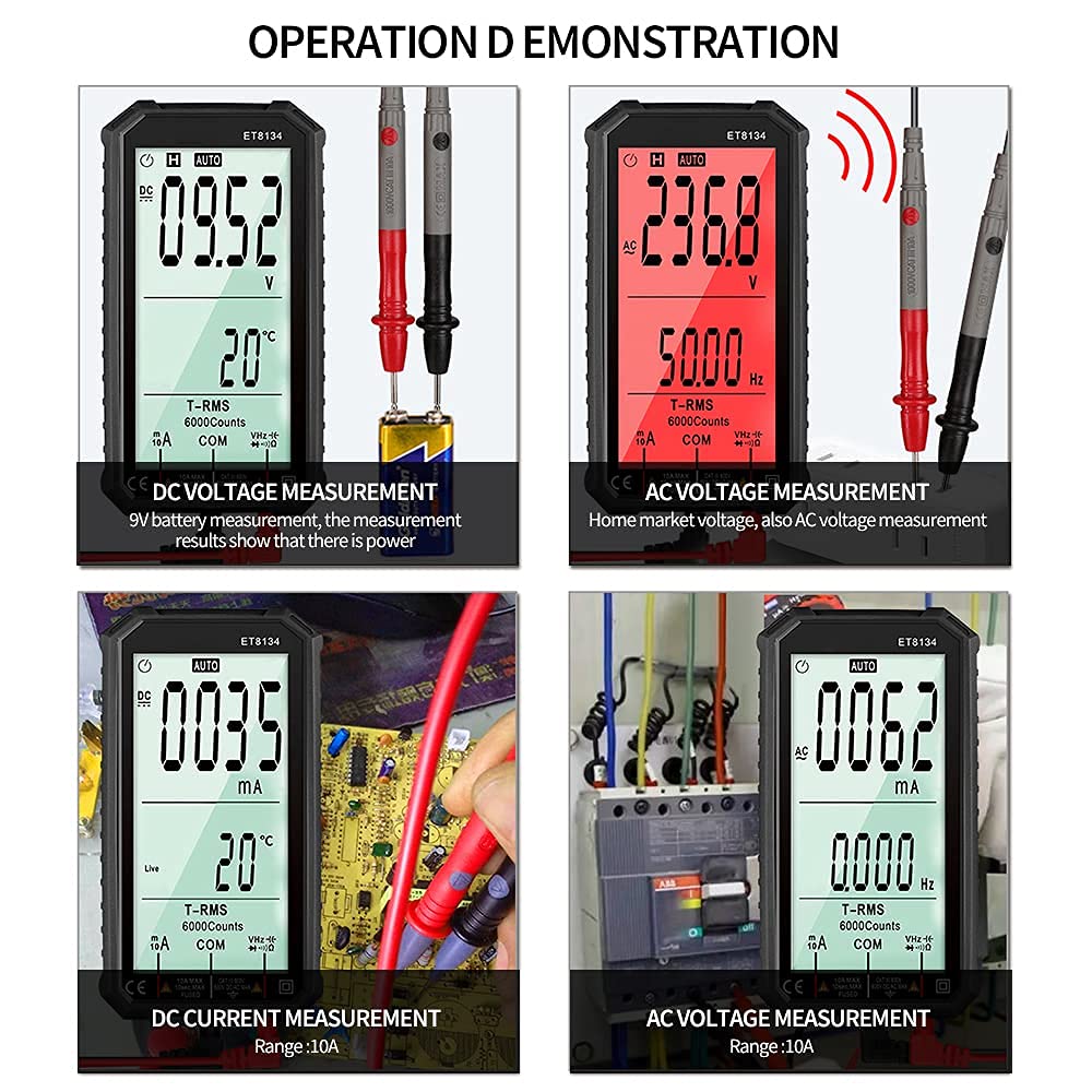 Μεγάλο Ψηφιακό Multi Tester Πολύμετρο NCV, Μέτρηση Διόδου, Χωρητικότητας, Θερμοκρασίας, DMM, TRMS Οθόνη LCD CC/CA